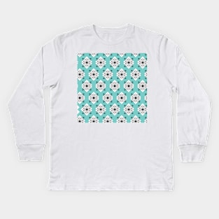 Pretty blue and black minimalist pattern Kids Long Sleeve T-Shirt